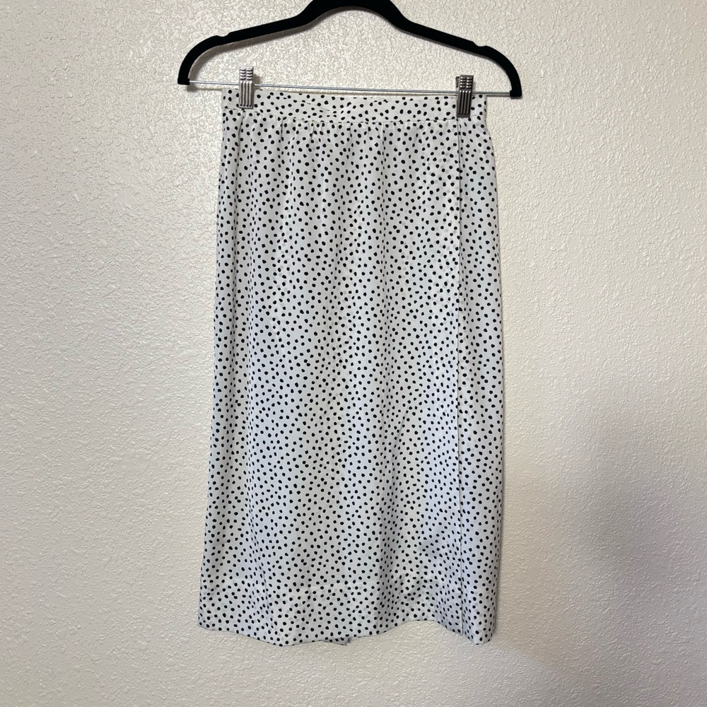 Vintage Doncaster White & Black Polka Dot Wrap Midi Skirt Size 6